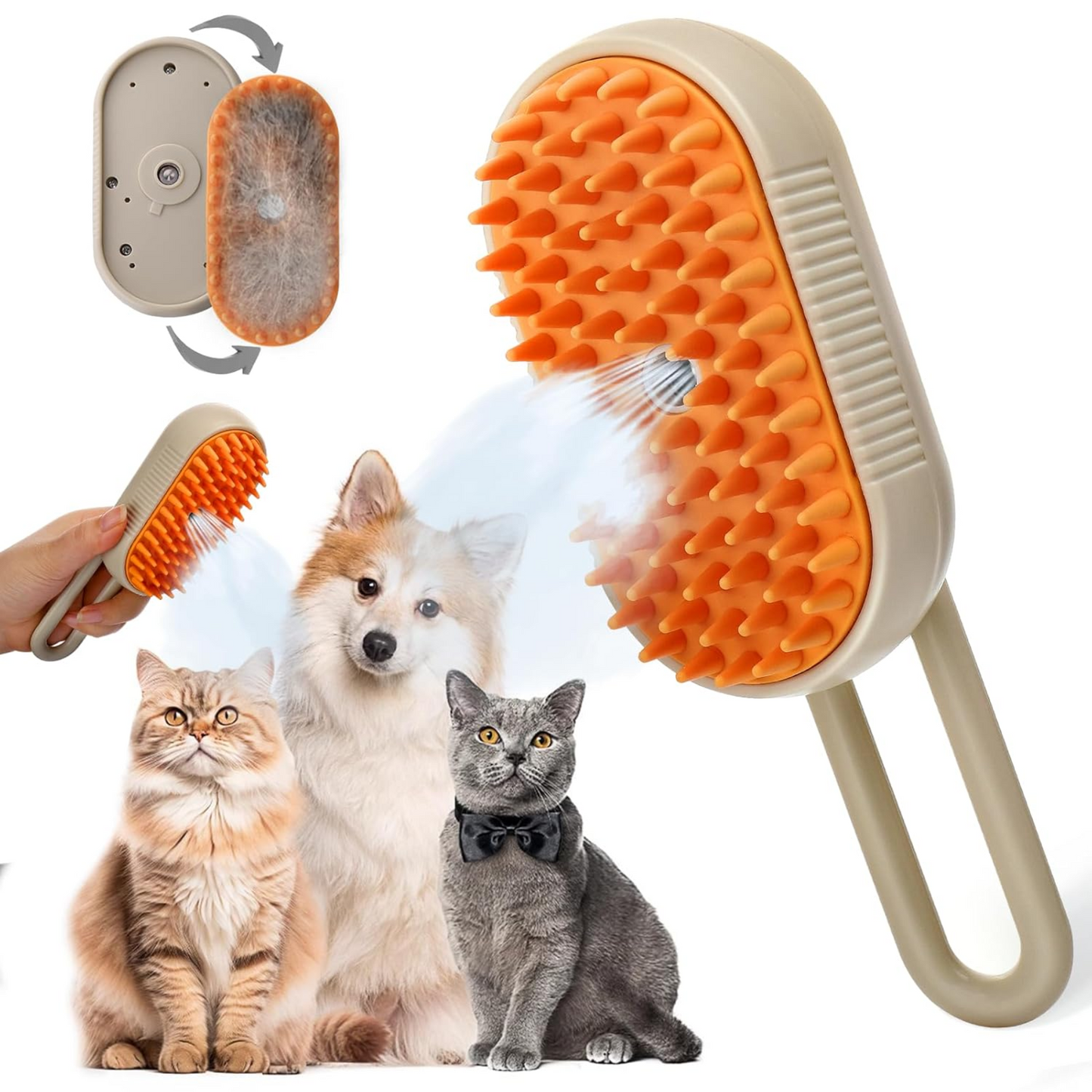 Cepillo para mascotas a vapor recargable