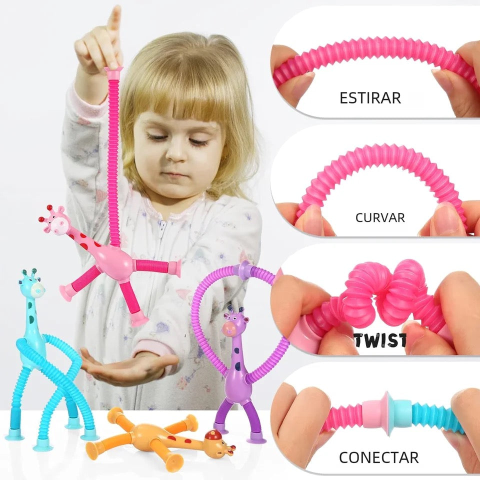 Pack de 4 Jirafitas sensoriales estirables con ventosa