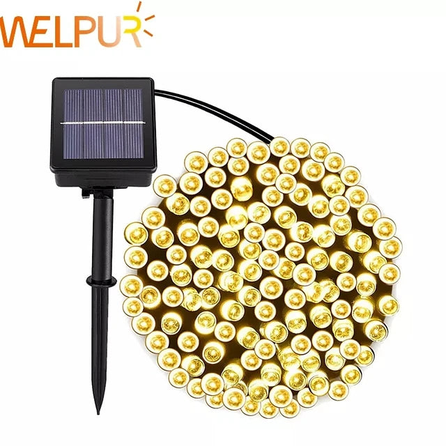 Guirnalda solar tipo arroz de 8 metros.