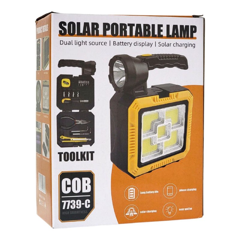 Linterna doble luz con carga solar y Kit herramientas