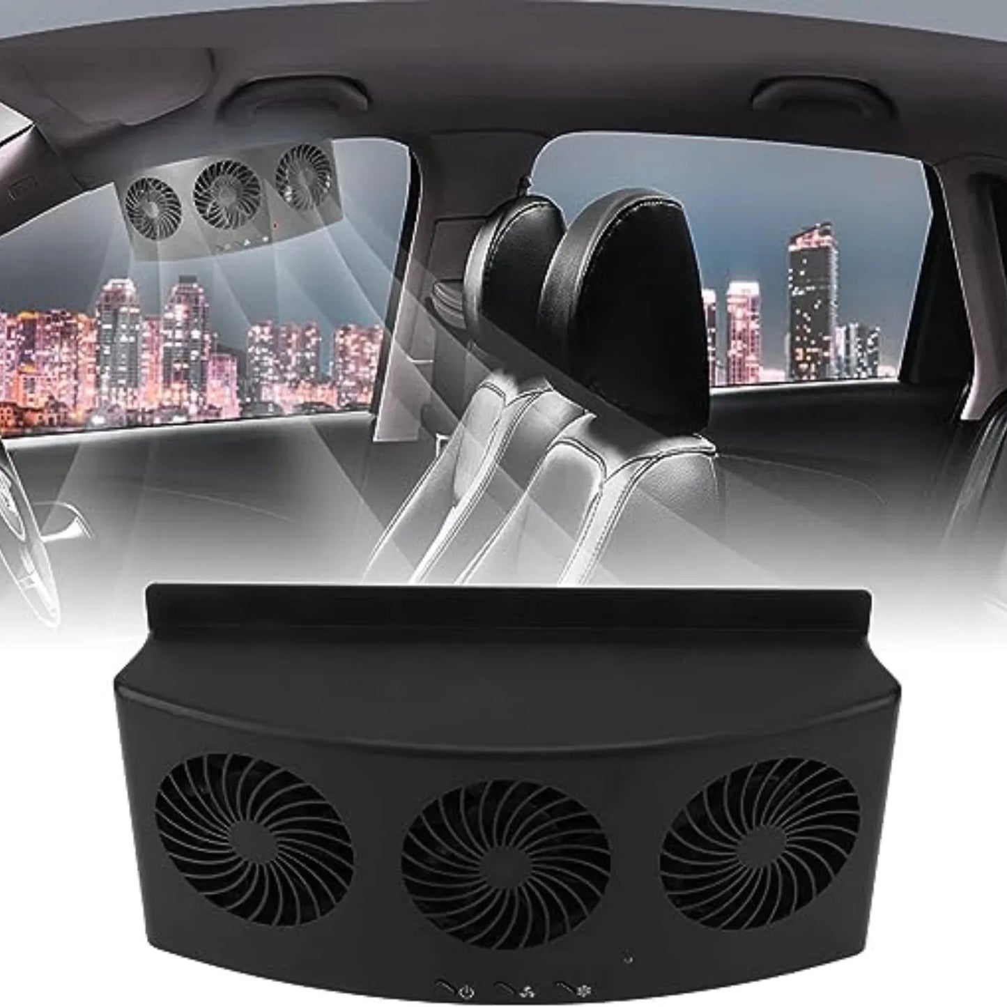 Ventilador solar para auto con triple hélice