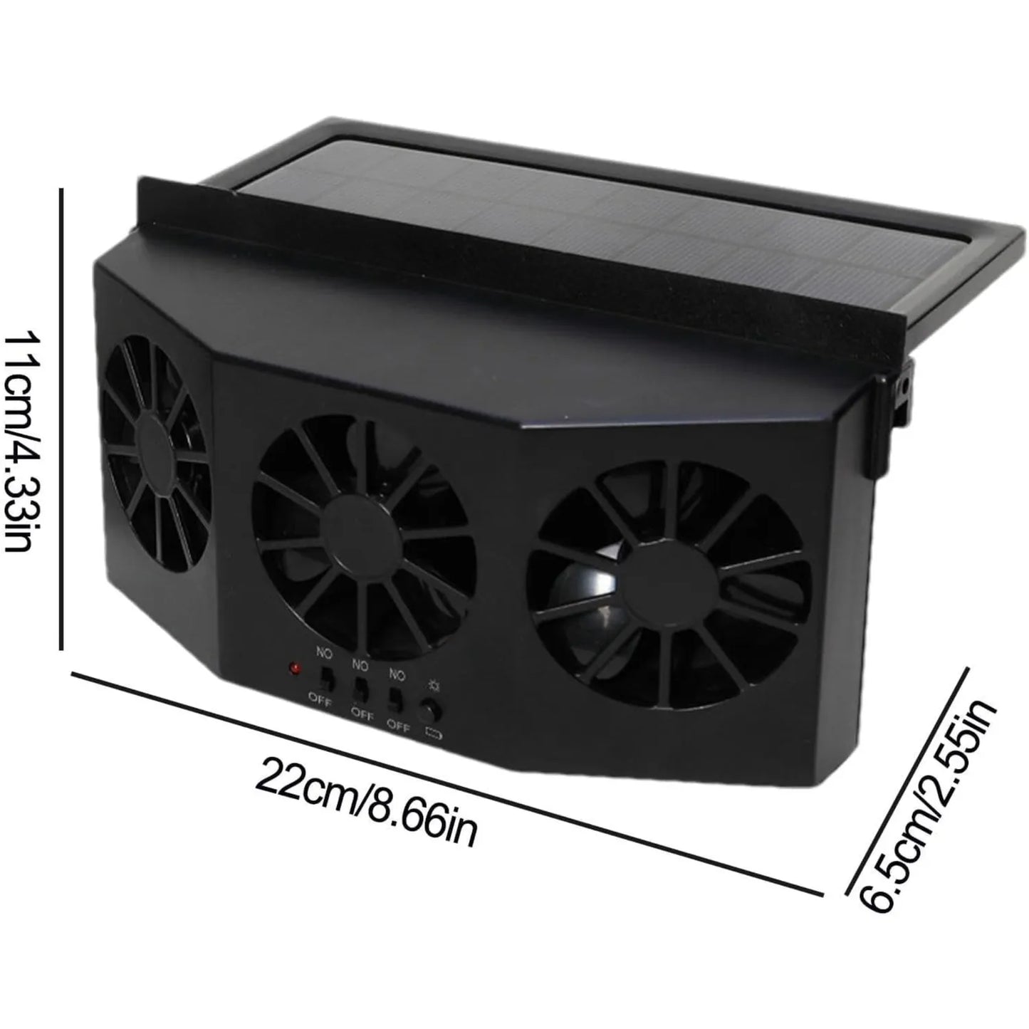 Ventilador solar para auto con triple hélice