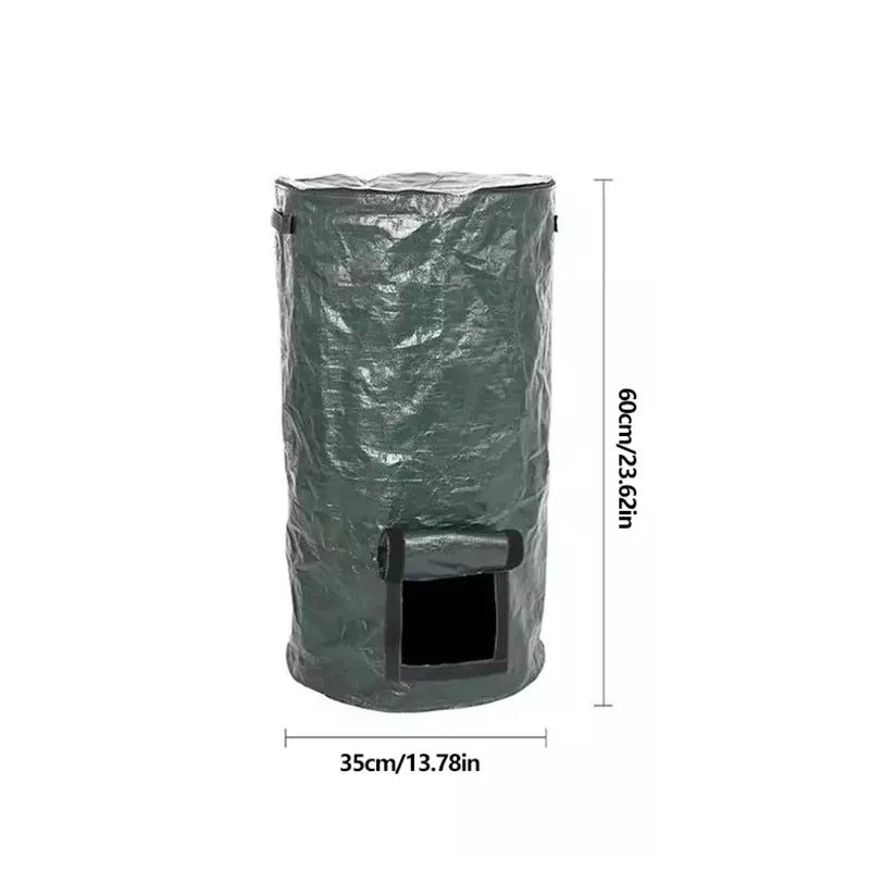 Garden Composter, Eco-Friendly Bio Fermentation Bag with Zipper and Double Handles, Collapsible Compost Bin for Dispose of Kitch