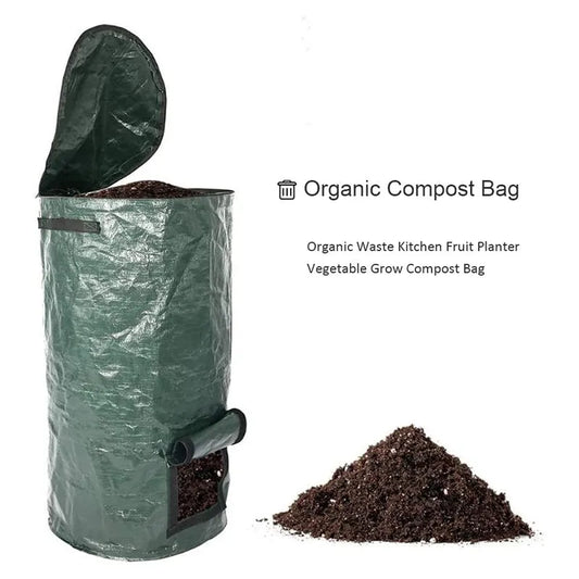 Garden Composter, Eco-Friendly Bio Fermentation Bag with Zipper and Double Handles, Collapsible Compost Bin for Dispose of Kitch