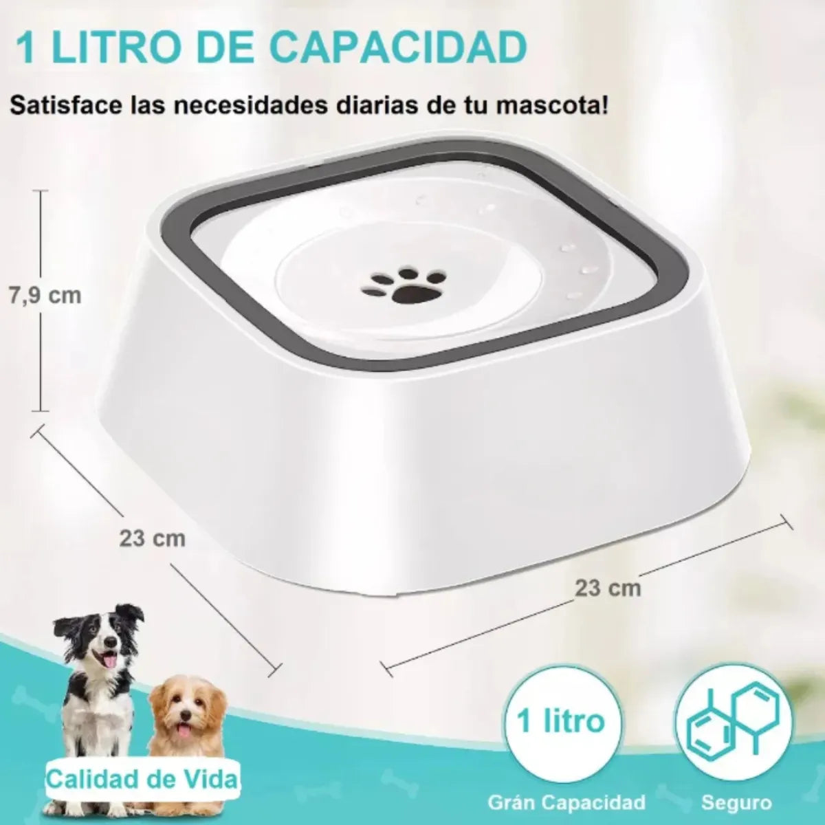 Bebedero antiderrame para mascotas